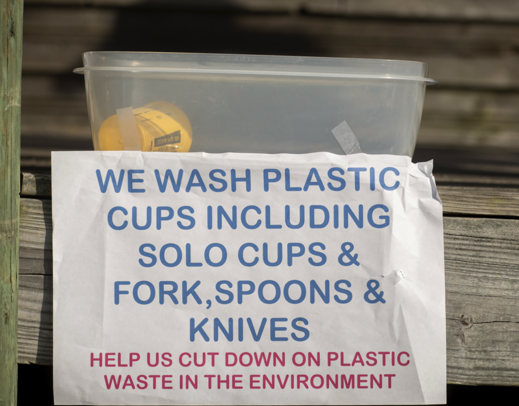 8. Post Educational and Reusable Signage<br>Laminated signs. We also announce it to all those at the party.
